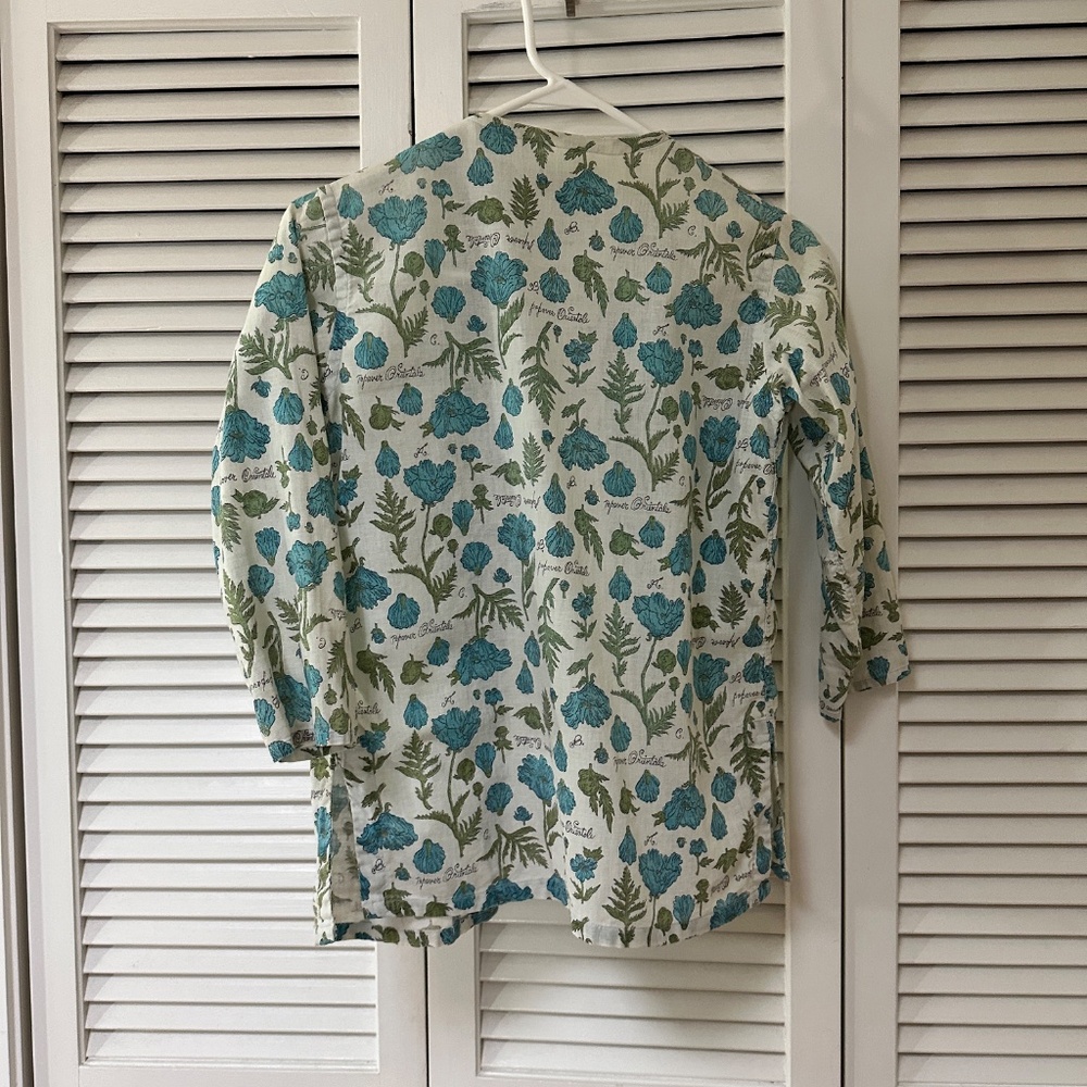 Vintage Peck & Peck Button Up Collarless Blouse Botanical Print Small - Picture 10 of 13